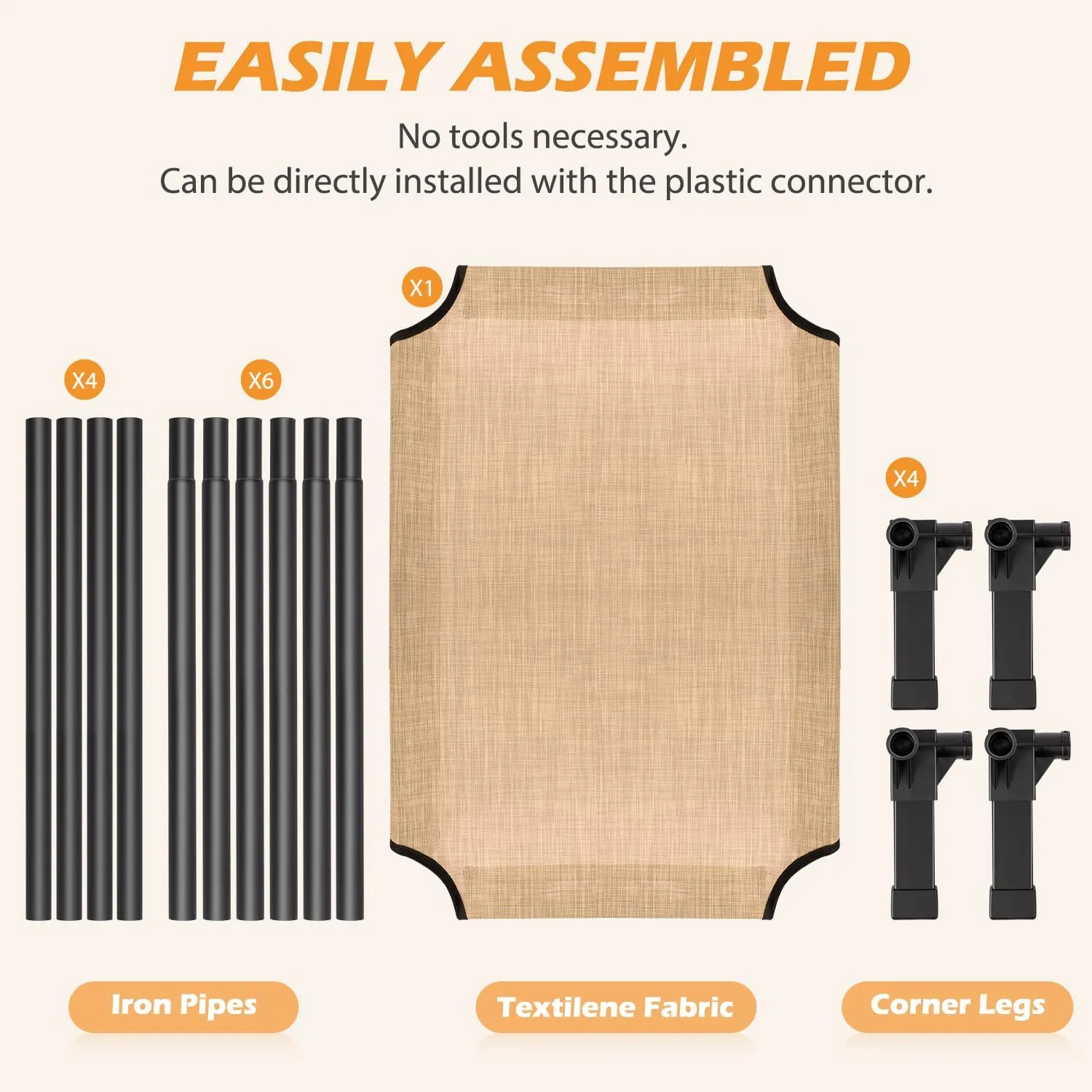 Heeyoo Cooling Elevated Dog Bed, Raised Dog Bed with Washable Breathable Mesh and Metal Frame, Portable Dog Cot Bed with No-Slip Feet for Outdoor and Indoor Use, Beige Coffee