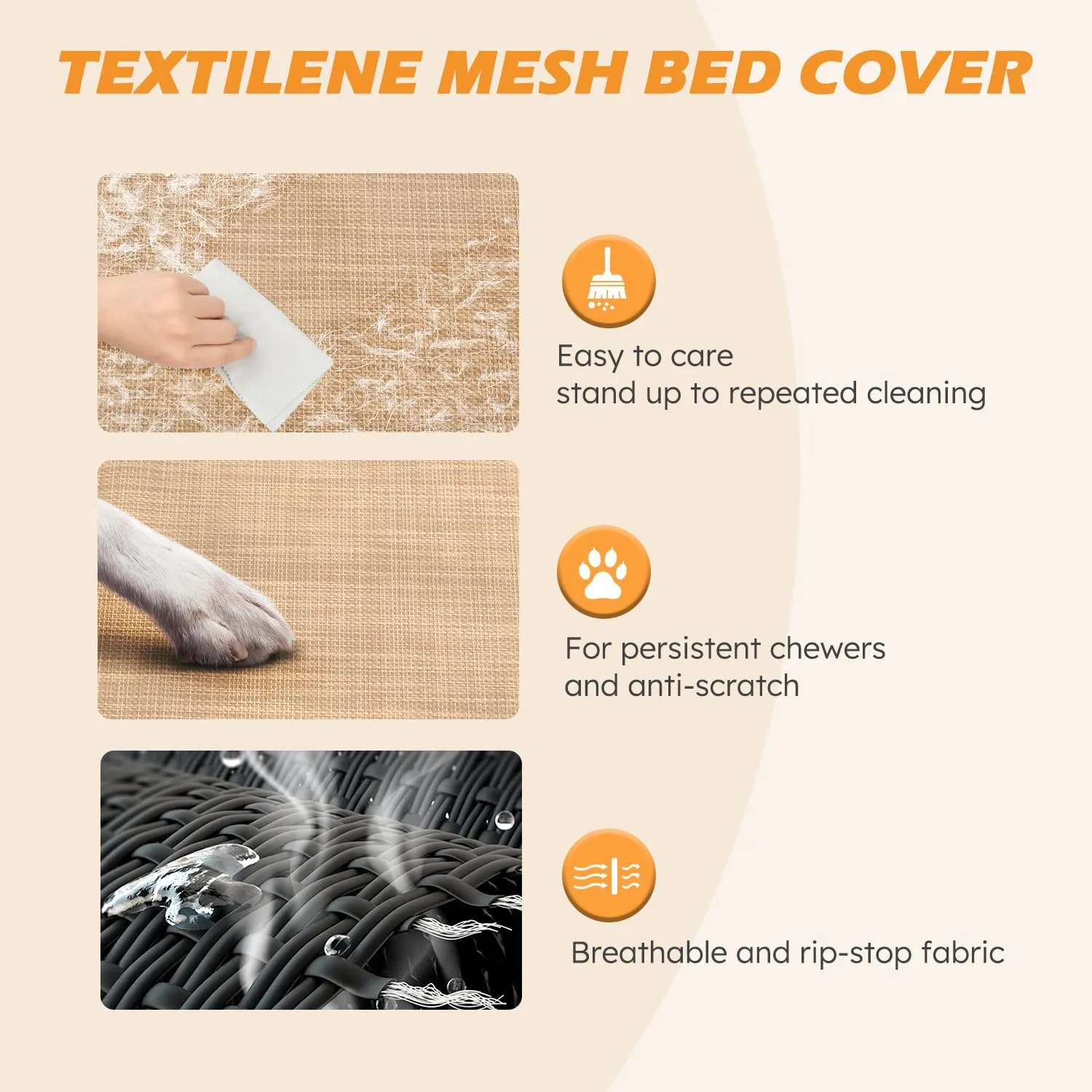Heeyoo Cooling Elevated Dog Bed, Raised Dog Bed with Washable Breathable Mesh and Metal Frame, Portable Dog Cot Bed with No-Slip Feet for Outdoor and Indoor Use, Beige Coffee