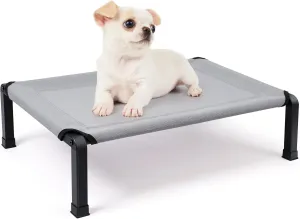 Heeyoo Elevated Dog Bed, Cooling Raised Pet Cot with Chew Proof Mesh Fabric and Steel Frame, Portable Dog Cot Bed with No-Slip Rubber Feet for Outdoor Indoor Use