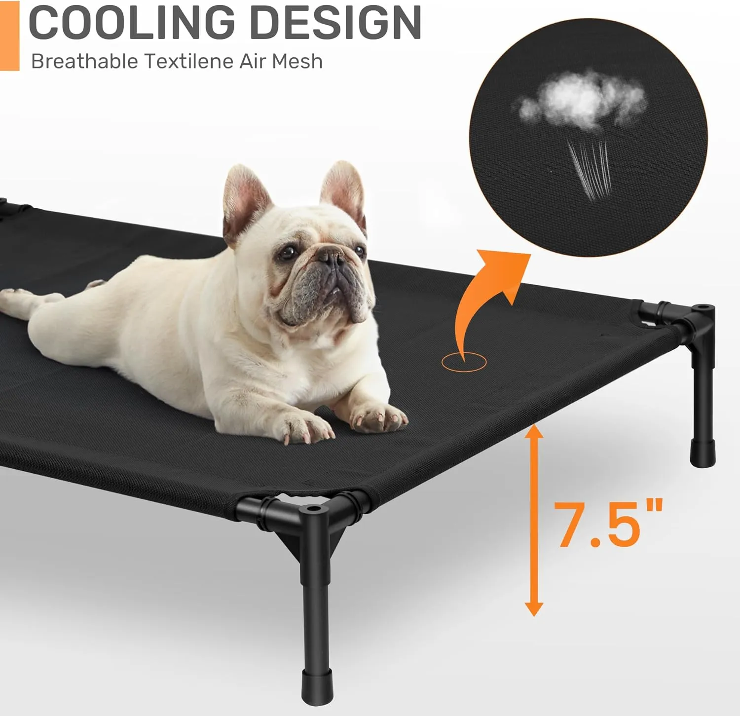 Heeyoo Elevated Dog Bed with Canopy, Portable Dog Cot with Removable Shade Tent, Outdoor Raised Pet Cot Cooling Bed for Dogs
