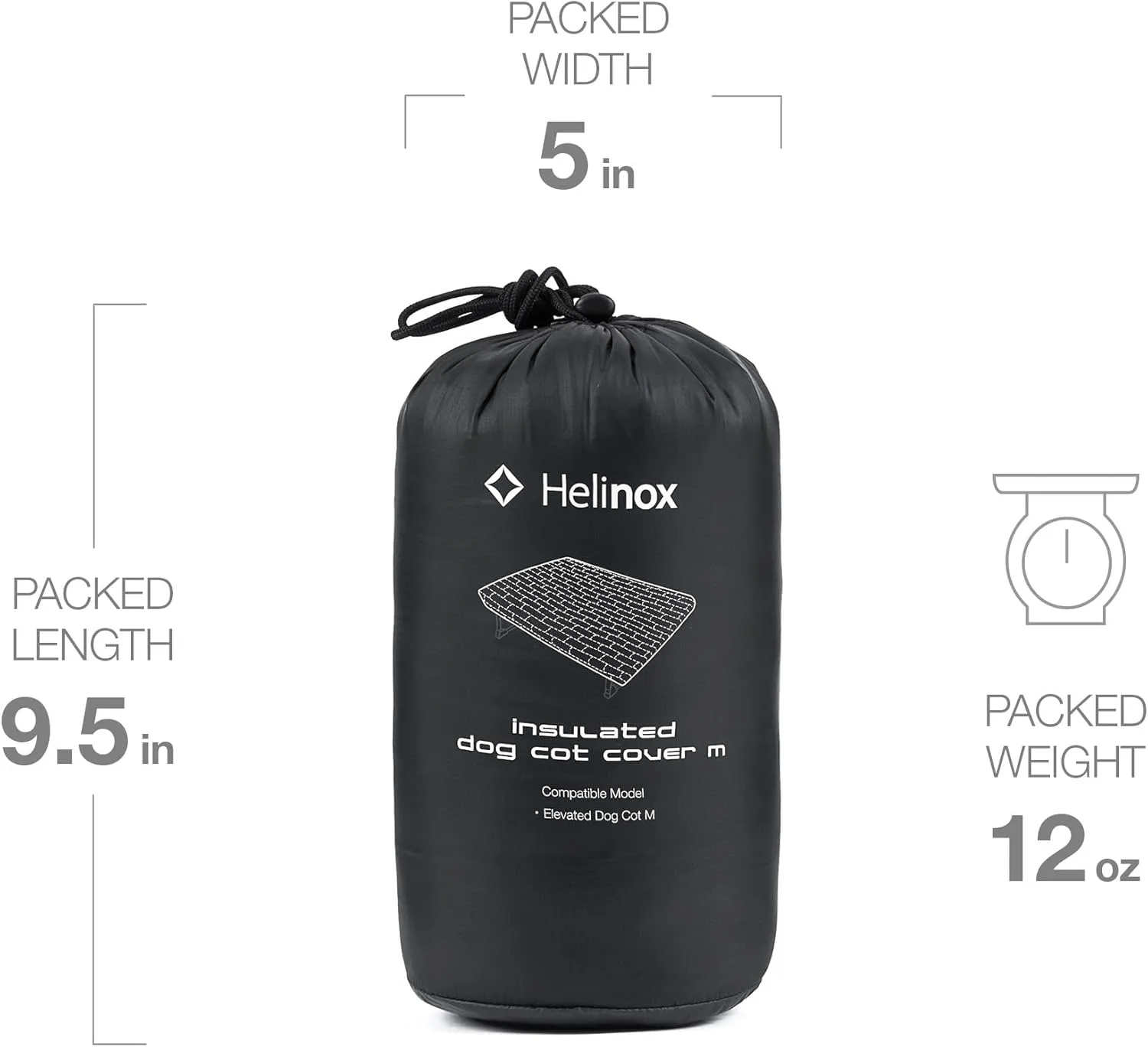 Helinox Dog Cot Warmer Insulation Layer Portable Dog Beds, Black/Iron, Medium (36 x 24.5)