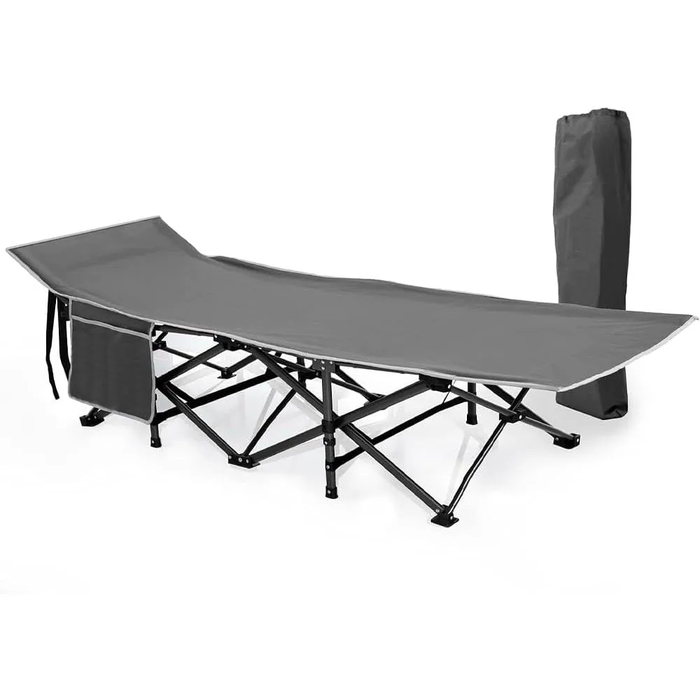 HEXAR® Premium Camping Cot Comfortable Folding Bed 160 KG Capacity 8 Legs Portable Bed 6 Angle Luxury Recliner Lounge Chair Sleeping Mattress Indoor Outdoor Office Lounger Adult Beach Bed (Dark Green)