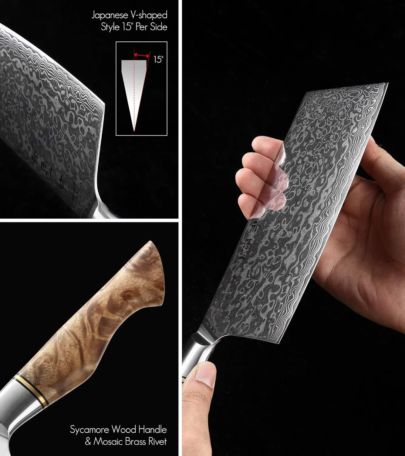 HEZHEN Meat Cleaver & Butcher Knife - 6.8 Inch 67-Layer Damascus Steel Forged Sharp Kitchen & Vegetable Cleaver with Non-Slip Wooden Handle
