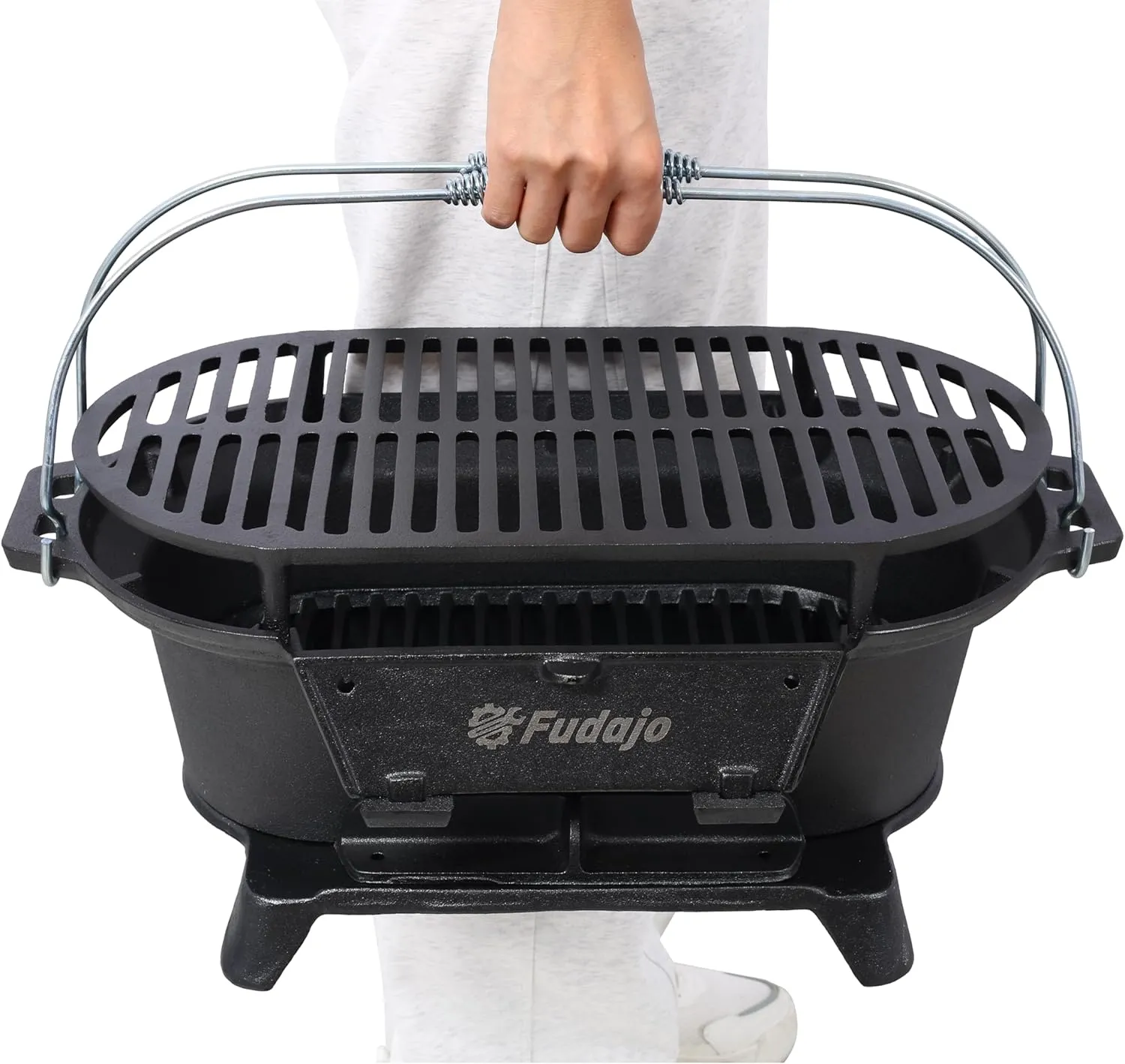 Hibachi Grill Outdoor, Cast Iron BBQ Grill, Small Portable Charcoal Grill Camping Grill, Small Charcoal Grill and Tabletop Cast Iron Skillet for Outdoor Camping Barbecue Picnic