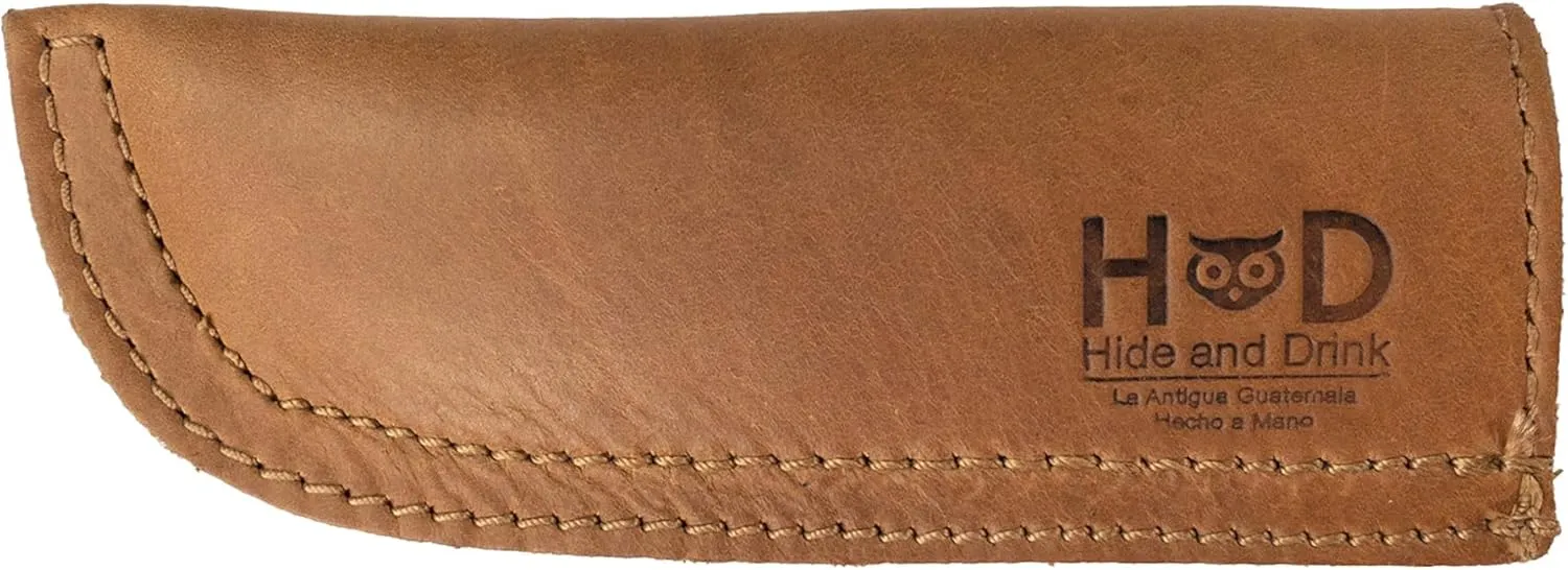 Hide & Drink, Hot Handle, Cast Iron Protector, Panhandle Potholder, Double Layered, Double Stitched, Slides On/Off Easily onto Metal Skillet Grips, Full Grain Leather, Handmade (Cafe Con Leche)