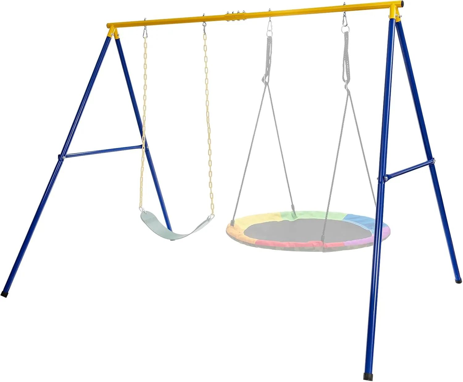 HONEY JOY 660 lbs Swing Sets for Backyard, Heavy Duty Metal A-Frame Swing Stand, with Ground Stakes & Carabiners, Playground Set for Toddlers, Swingset Outdoor for Kids