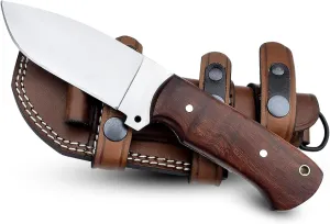 Horizontal Carry Knife |1095 Hunting Knife Fixed Blade with Wooden Handle | Tracker Knife | Bushcraft Knife with Sheath | Damascus Knife, Dark brown (Alzafash No.3)