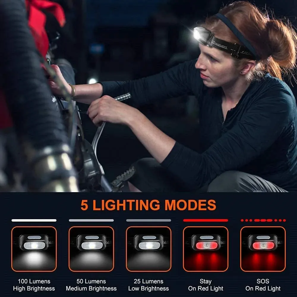 HULIANFU Mini Rechargeable  Headlamp Body Motion  Headlight Camping Flashlight Head Light Torch Lamp With USB