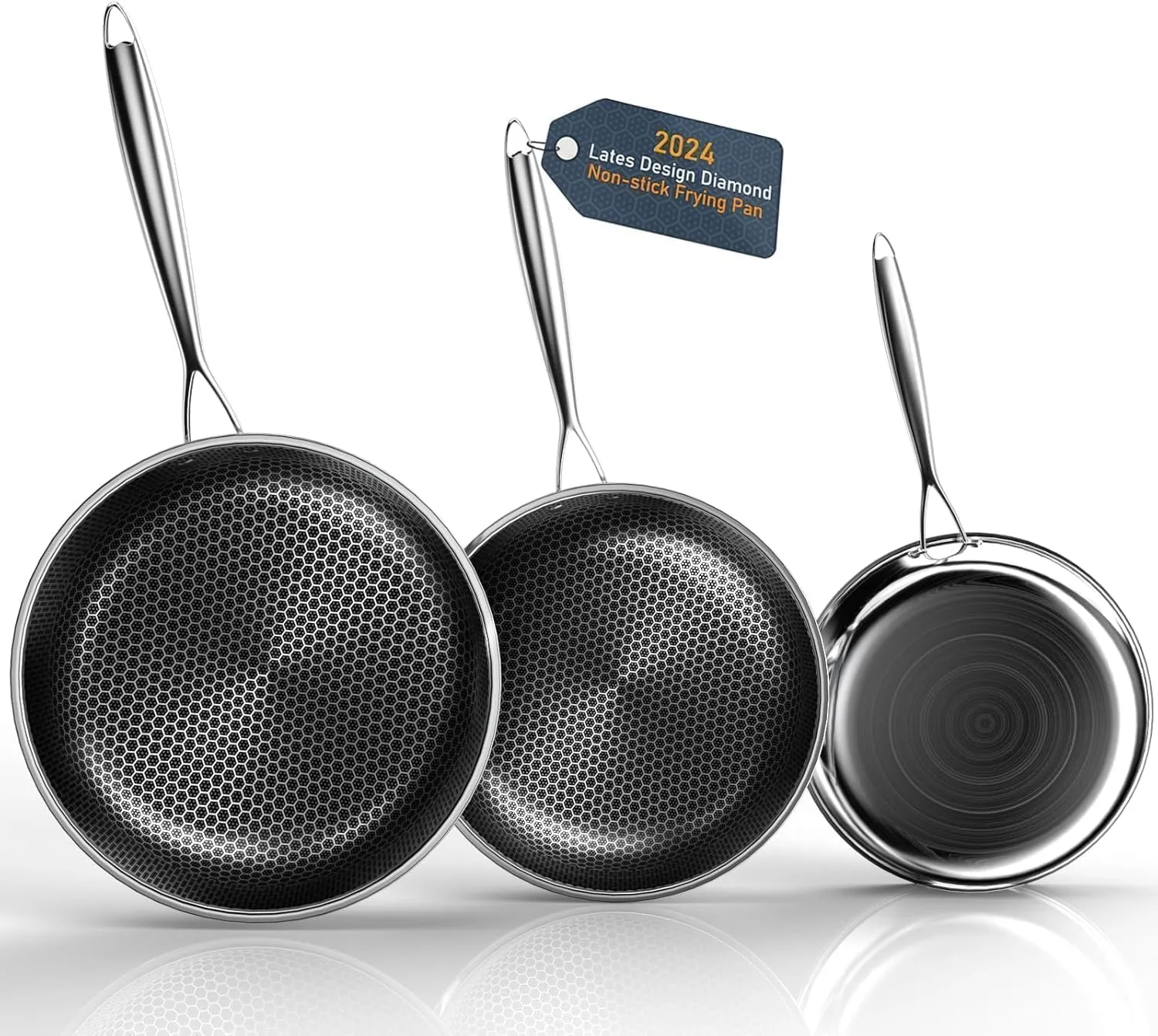 Hybrid Nonstick Frying Pans Set, 10" 11" 12" Frying Pan Skillet 3-Pieces Set, Stay-Cool Handle, PFAS-Free, Dishwasher and Oven-Safe, Suitable for All Types of Cookers, Including Induction (UT4)