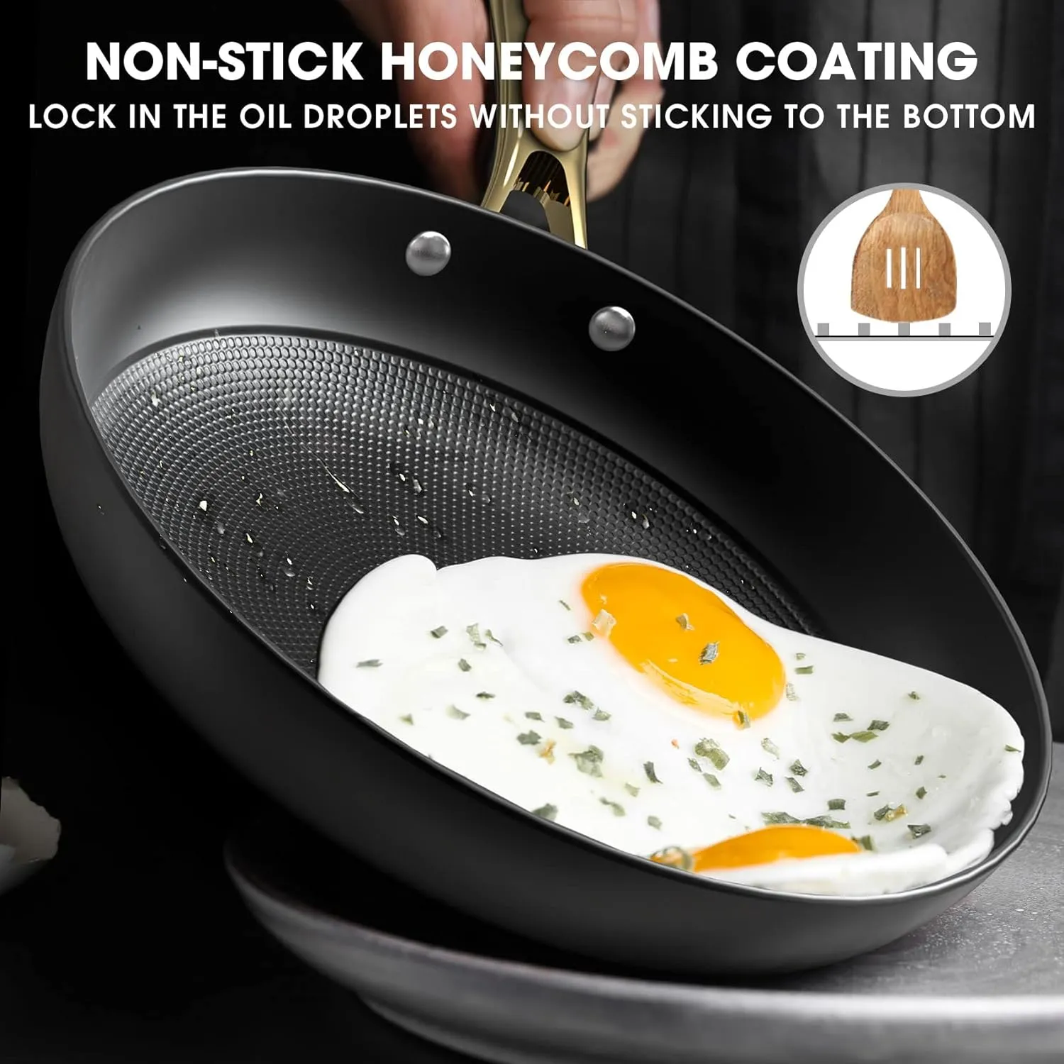 imarku Non Stick Frying Pans, Nonstick Cast Iron Skillets 3 Pcs - 8 Inch, 10 Inch and 12 Inch Nonstick Frying Pan Set, Professional Frying Pans Set, Frying Pan with Stay Cool Handle, Birthday Gifts