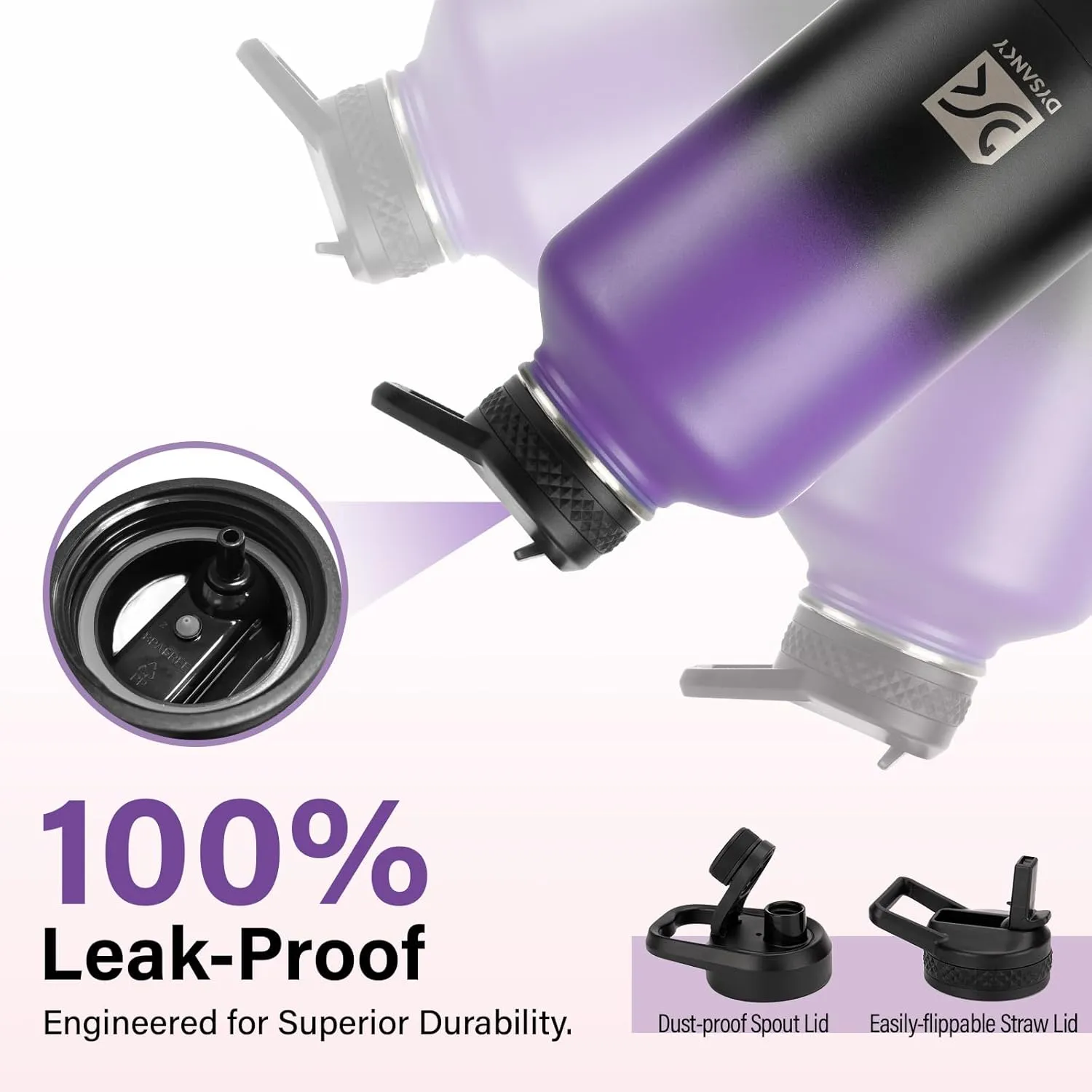 Insulated Water Bottle | Thickened Stainless Steel Vacuum Metal Thermos | Portable Sports Half Gallon Large Water Jug for Gym and Hiking with Straw, Carrier Bag, Handle Strap | BPA-Free 64 oz