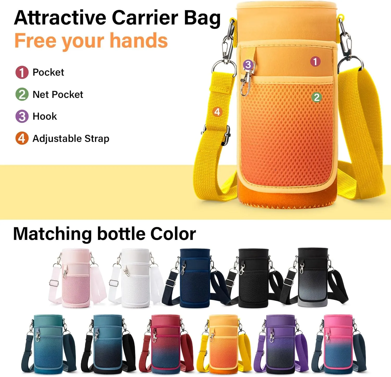 Insulated Water Bottle | Thickened Stainless Steel Vacuum Metal Thermos | Portable Sports Water Jug for Gym and Hiking with Straw, Carrier Bag, Handle Strap | BPA-Free 32 oz