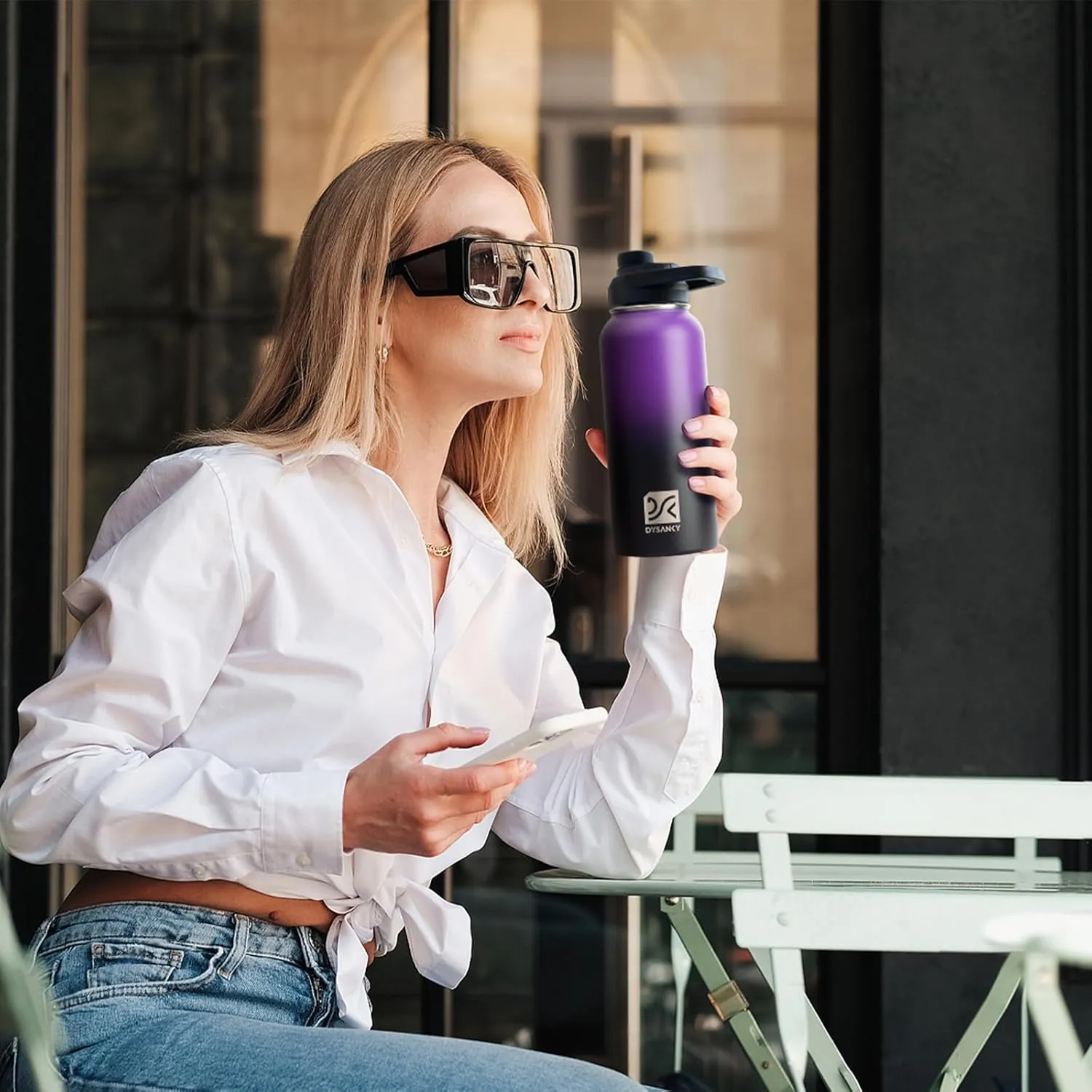 Insulated Water Bottle | Thickened Stainless Steel Vacuum Metal Thermos | Portable Sports Water Jug for Gym and Hiking with Straw, Carrier Bag, Handle Strap | BPA-Free 32 oz