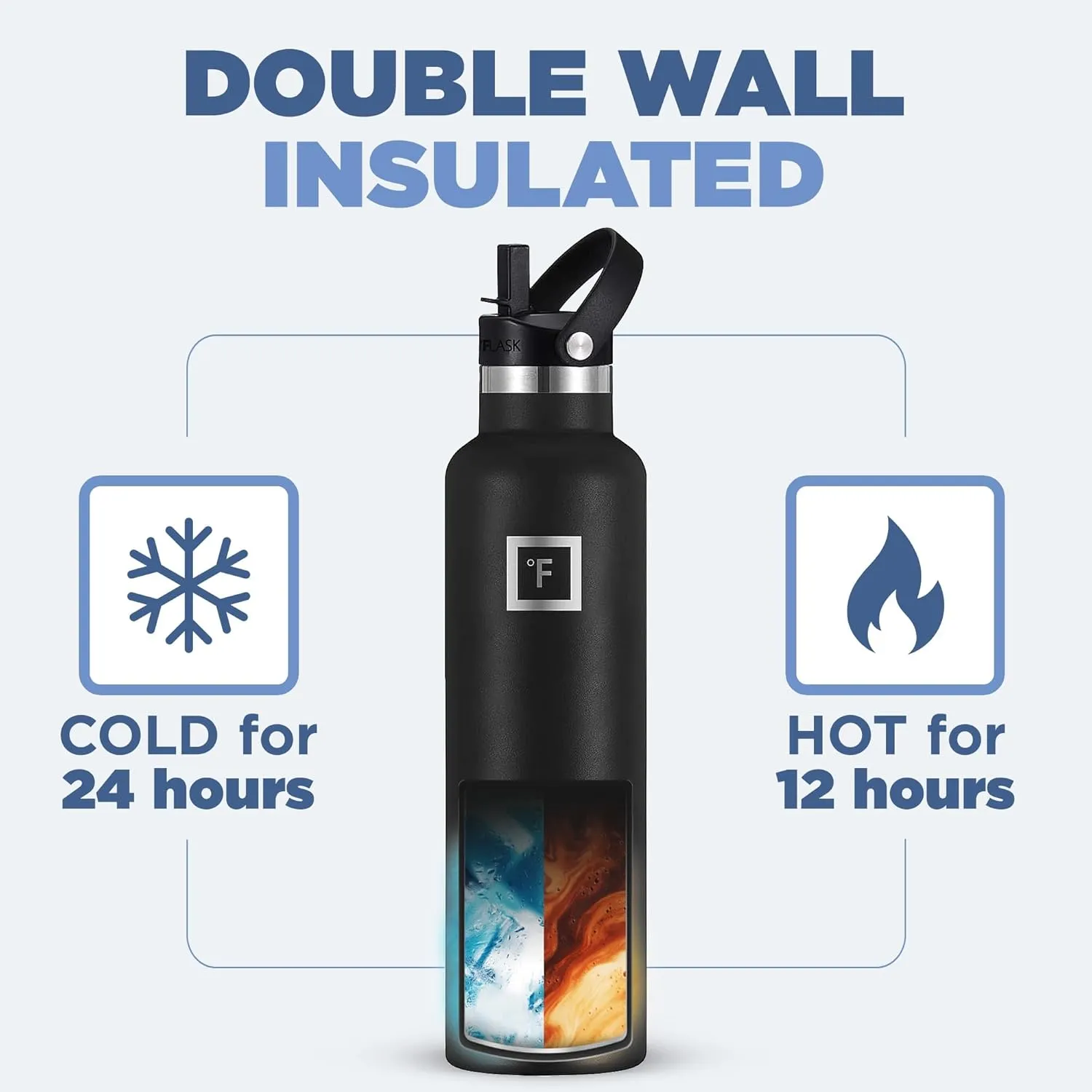 IRON °FLASK Camping & Hiking Hydration Canteens - 3 Lids (Narrow Straw Lid) Leak Proof Vacuum Insulated Stainless Steel - Hot & Cold Double Walled Sports Water Bottle - Autumn Cocoa, 24 Oz