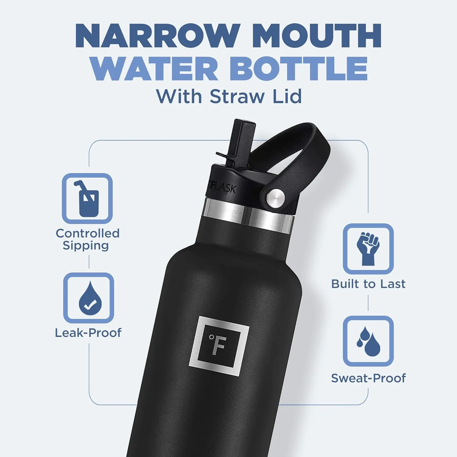 IRON °FLASK Camping & Hiking Hydration Canteens - 3 Lids (Narrow Straw Lid) Leak Proof Vacuum Insulated Stainless Steel - Hot & Cold Double Walled Sports Water Bottle - Autumn Cocoa, 24 Oz