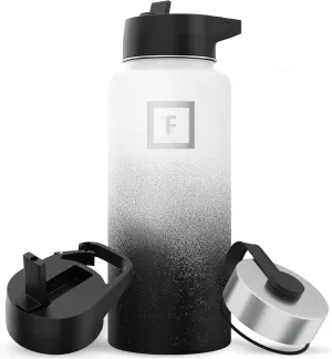 IRON °FLASK Camping & Hiking Hydration Flask with 3 Lids - Stainless Steel, Double Walled & Vacuum Insulated Water Bottle - Leak Proof & BPA Free 32 Oz