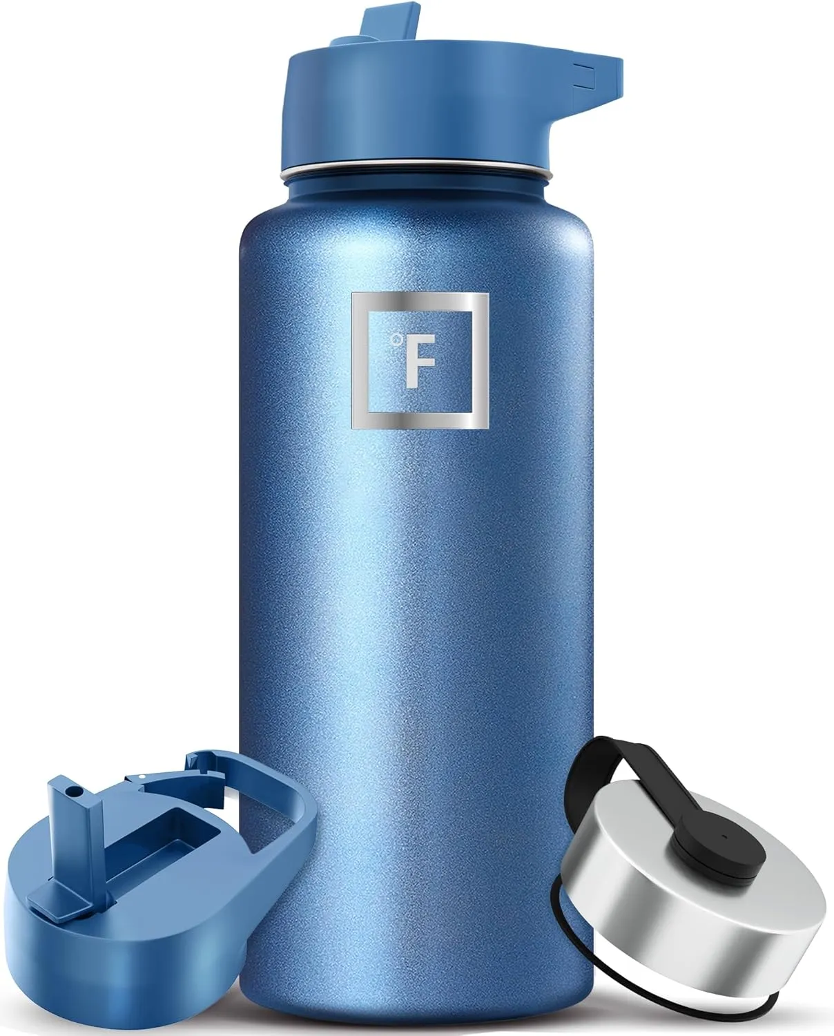 IRON °FLASK Camping & Hiking Hydration Flask with 3 Lids - Stainless Steel, Double Walled & Vacuum Insulated Water Bottle - Leak Proof & BPA Free 32 Oz