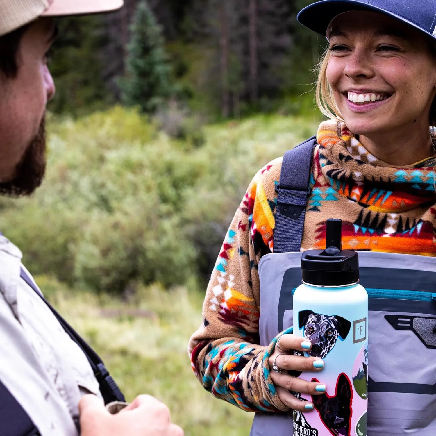 IRON °FLASK Camping & Hiking Hydration Flask with 3 Lids - Stainless Steel, Double Walled & Vacuum Insulated Water Bottle - Leak Proof & BPA Free (Twilight Blue, Straw - 40 oz)