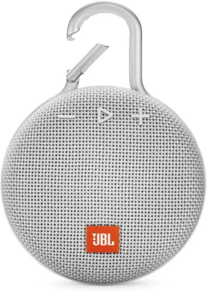 JBL Clip 3, Steel White - Waterproof, Durable & Portable Bluetooth Speaker - Up to 10 Hours of Play - Includes Noise-Cancelling Speakerphone & Wireless Streaming