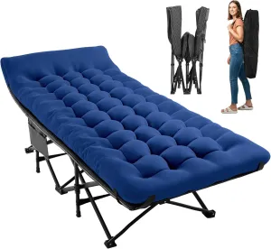 JEAREY Folding Camping Cot,Camping Cots for Adults with Mattress, Camping Portable Bed with Carry Bag for for Guest,Travel,Hiking,Navy