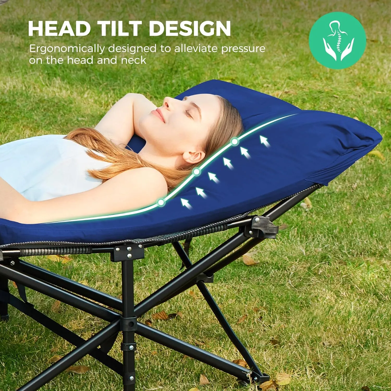JEAREY Folding Camping Cot,Camping Cots for Adults with Mattress, Camping Portable Bed with Carry Bag for for Guest,Travel,Hiking,Navy