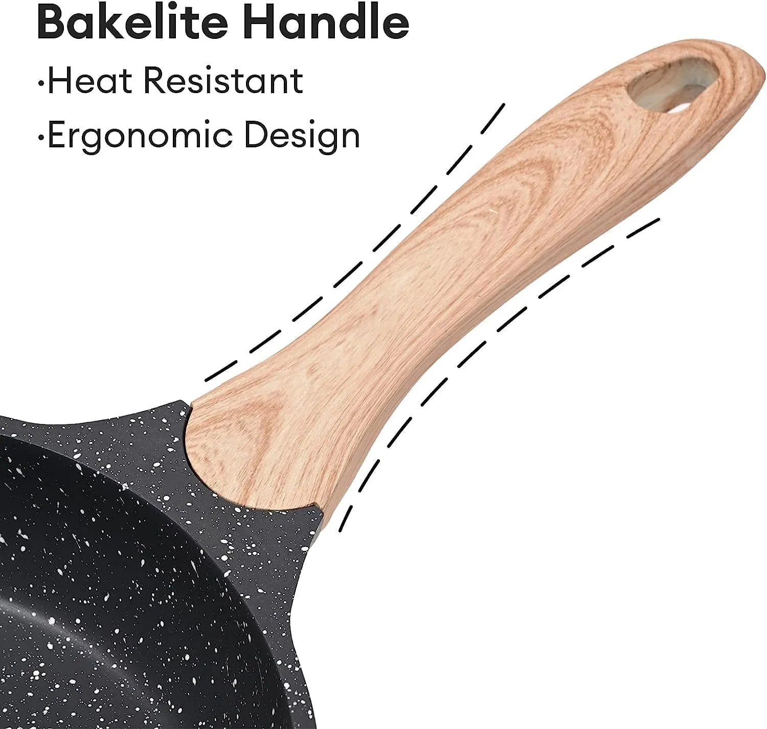 JEETEE Nonstick Frying Pans Skillet with Lid, 8" Granite Non-Stick Frying pan, Aluminum Pans with Bakelite Handle, Compatible with All Stovetops (Gas, Electric & Induction), Grey