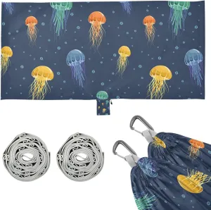 Jellyfish and Bubbles Camping Hammock Single Portable Hammocks 330 lbs Capacity with 2 Tree Straps and Attached Carry Bag,Perfect for Outdoor,Indoor,Beach,Camping,Travel