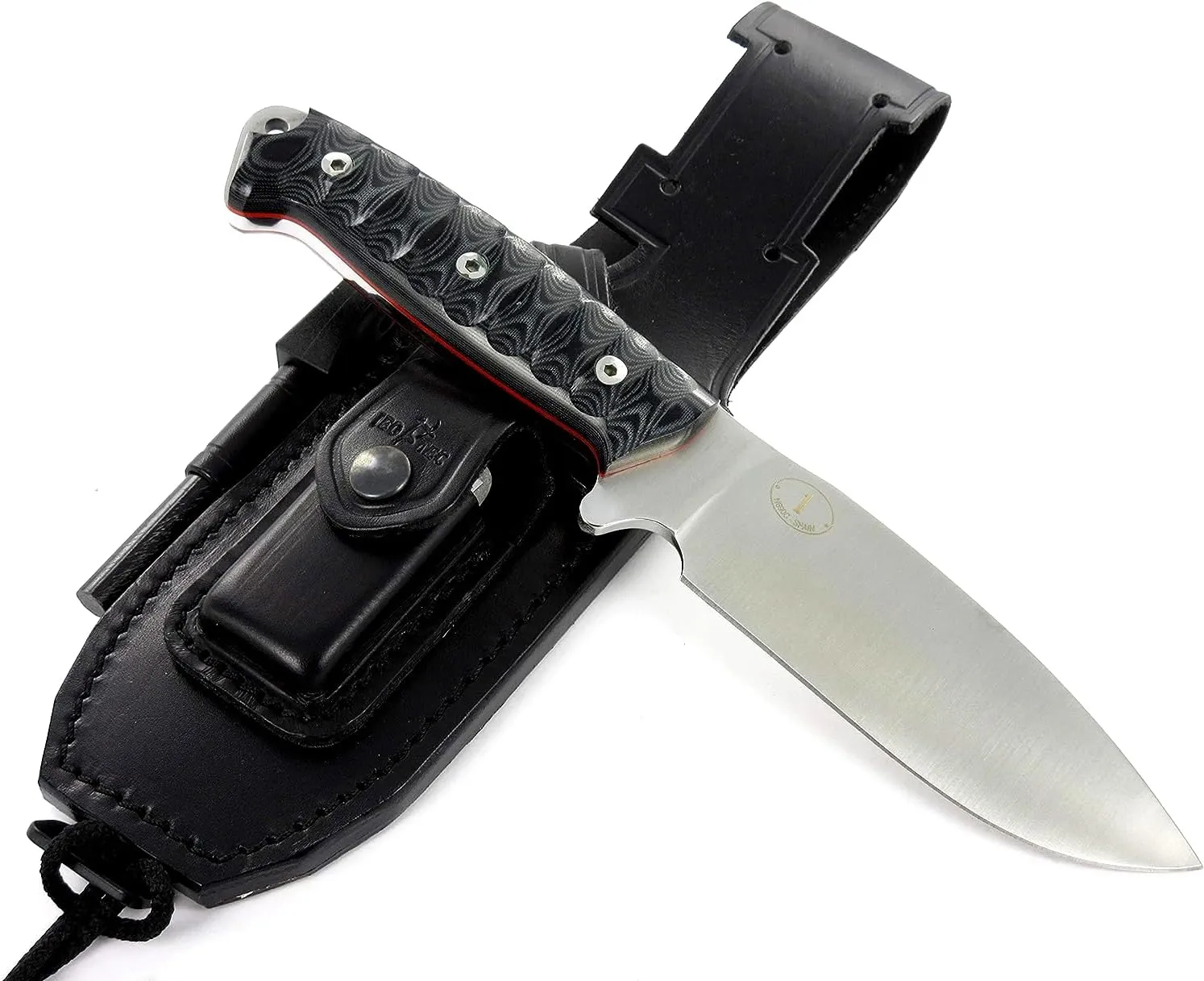 JEO-TEC Nº1 Bushcraft Full Tang Knife for Survival Camping Hunting Fishing and Outdoor Adventure - 4.5" Fixed Blade BÖHLER N690C Stainless Steel - Leather Sheath Firesteel - Handmade