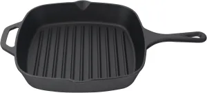 Jim Beam , Pre Seasoned Cast Iron Square Skillet with Ridges, 16", Black
