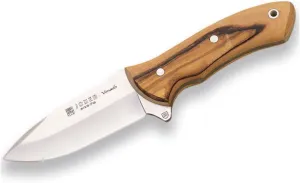 Joker Skinning Knife CO66 Venado, with Leather Sheath, Olive Wood Handle and 4.33 inches MOVA Blade, Fishing, Hunting, Camping and Hiking Tools.