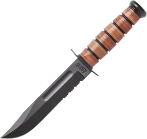 KA-BAR 1220 US Army Fighting Knife, Brown Leather Sheath, 7 in., Plain