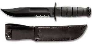 KA-BAR Full Size Utility Knife 7" Black Combo Blade, Kraton G Handle, Leather Sheath KA1212