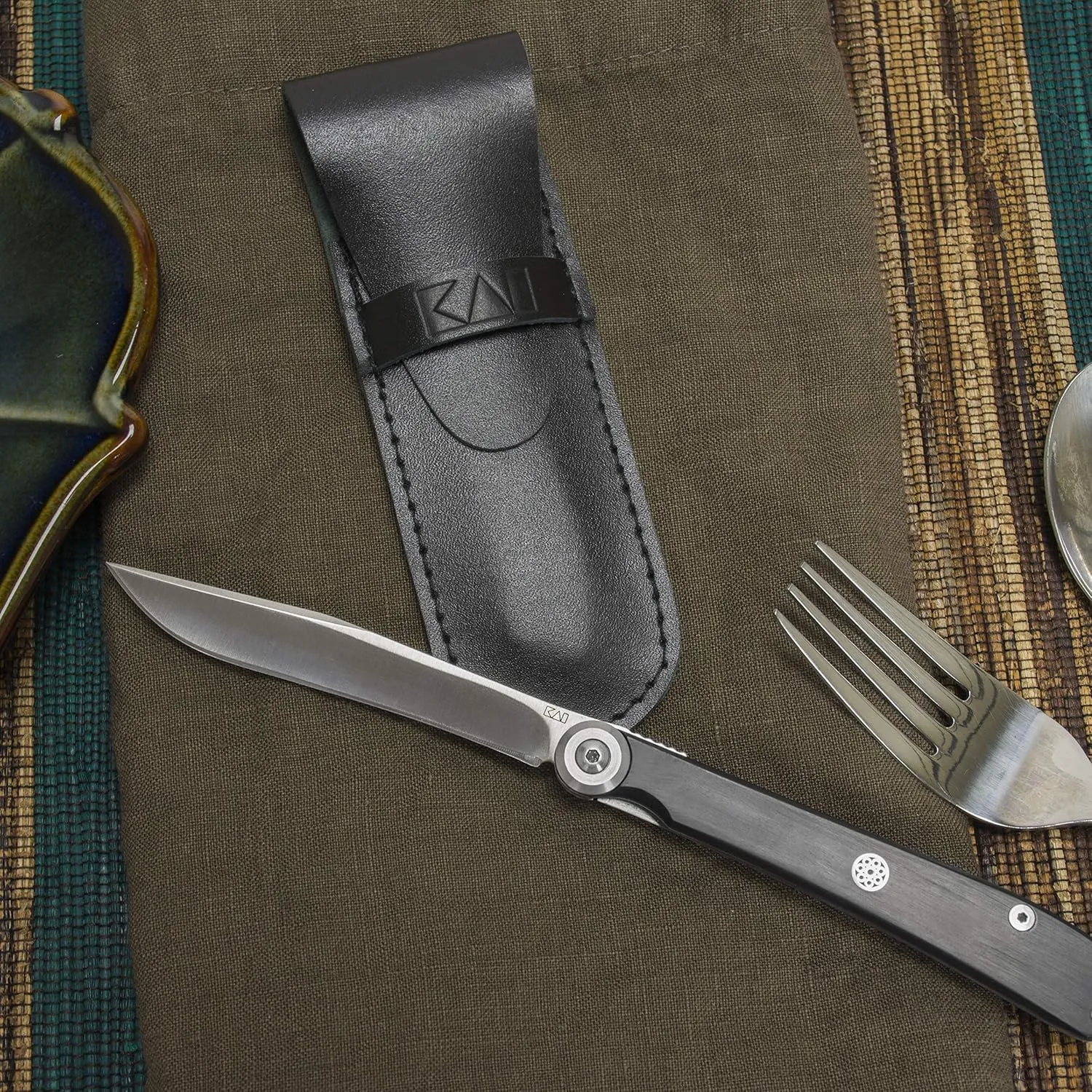 Kai Folding Personal Steak Knife, 3.25” Handcrafted Japanese Knife, Japanese 420J2 Stainless Steel Blade, Black Handle