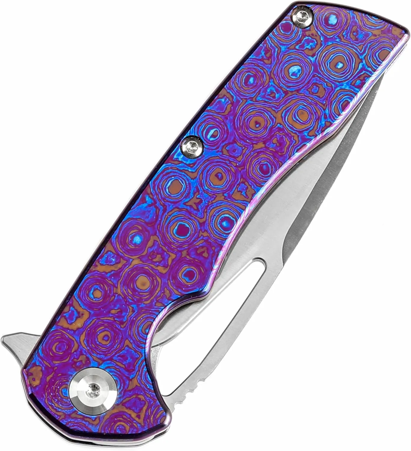 KANSEPT Kryo Pocket Knife 8.08in Folding Knives with 3.58in Satin CPM S35VN Drop Point Blade and Timascus Handle for Outdoor, Tactical, Hinking EDC K1001M2