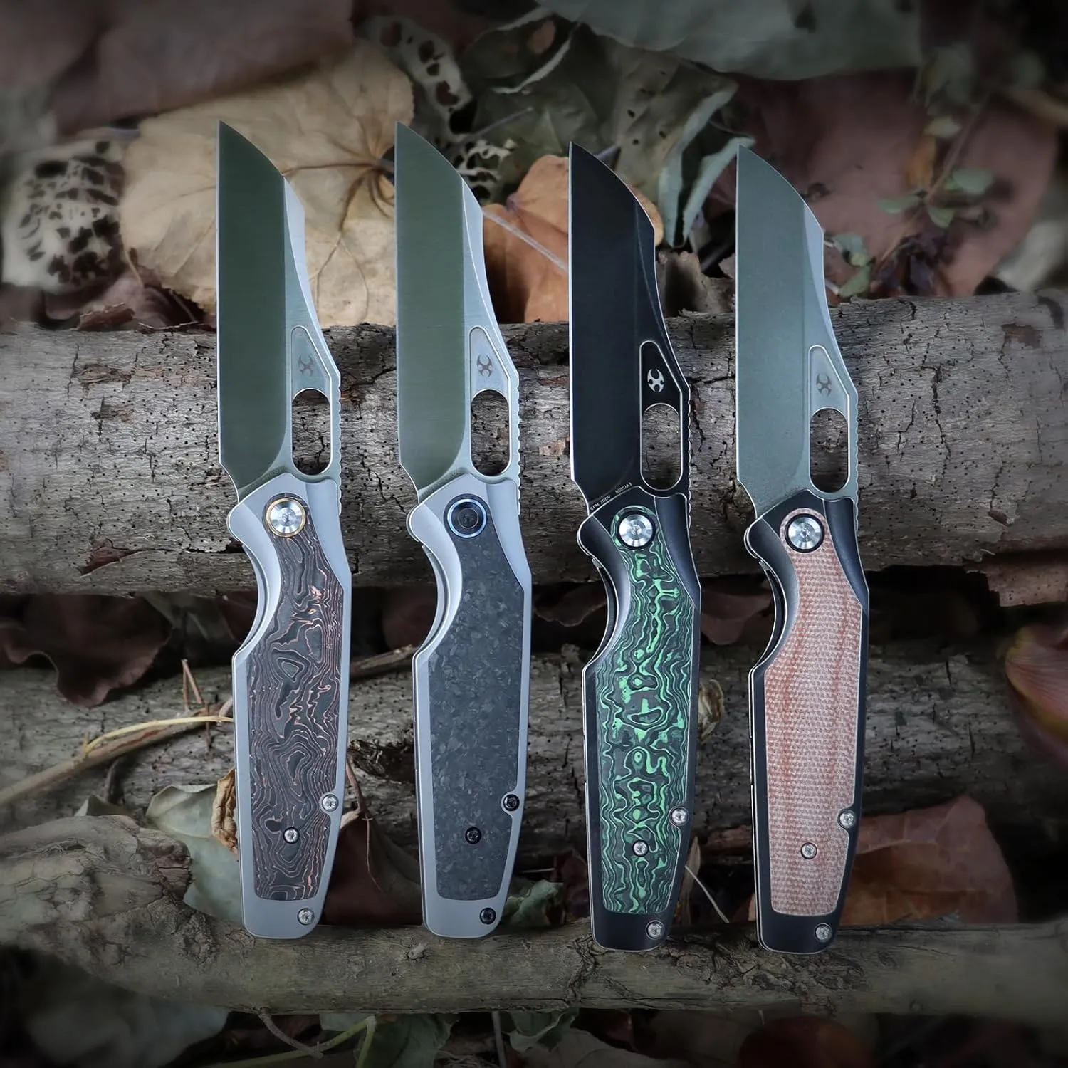 KANSEPT Tuckamore Camping Pocket Knives for Men 8.12in Folding Knives with 3.54in Stonewashed CPM 20CV Material and Titanium Green Carbon Fiber Handle for Outdoor, Tactical, Survival K1052A3