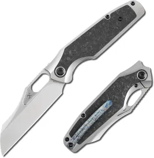 KANSEPT Tuckamore Camping Pocket Knives for Men 8.12in Folding Pocket Knives with 3.54in Satin CPM 20CV Material and Titanium Shred Carbon Fiber Handle for Outdoor, Tactical, Survival K1052A1