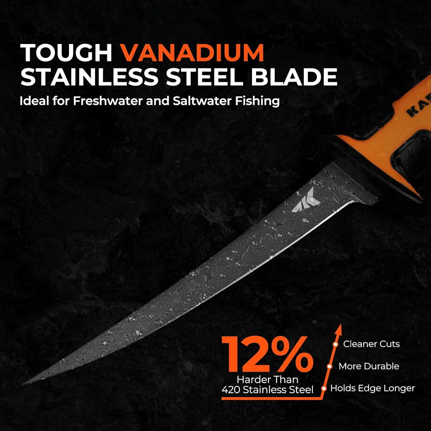 KastKing Ultimate Angler 7" Fillet Knife, Razor Sharp Corrosion-resistant Vanadium Stainless Steel Blade, Fishing Knife Includes Sheath with Sharpener & Line Cutter, EnduraGrip Ergonomic Handle