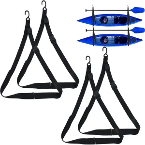 Kayak Storage from Wall or Ceiling Holds,Adjustable Double Kayak Storage Straps with Carabiner Paddle Clips,Kayak Storage Sling for Indoor and Outdoor Kayak & Surfboards, SUP or Canoe(1inch,1.5inch)