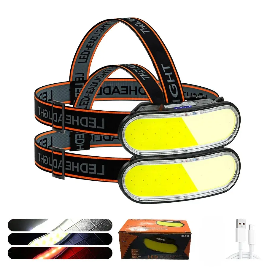 KDULIT 1300LM COB LED Headlamp – USB Rechargeable 5-Mode Waterproof Headlight for Camping & Fishing