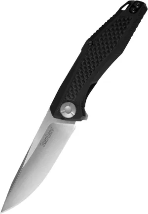 Kershaw Atmos Folding Pocketknife (4037); 3-in. 8Cr13MoV Stainless Steel Drop Point Blade; Black G10 Handle with Carbon Fiber; Inset Liner Lock; KVT Manual Open; Reversible Deep-Carry Pocketclip; 1 oz