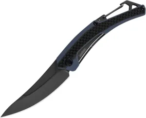 Kershaw Reverb XL Pocketknife; 3 in. 8Cr13MoV Titanium Carbo-Nitride Coated Blade; Carbon Fiber Overlay Handle with Steel Back; Manual Opening, Carabiner Clip and Frame Lock (1225), Black