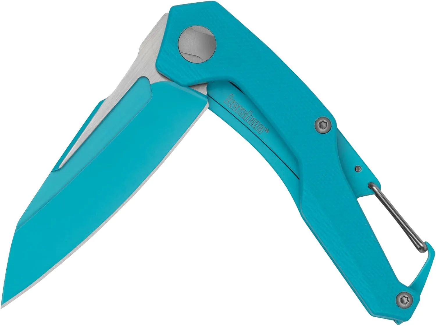 Kershaw Teal Reverb Pocket Knife, Lightweight Folding Blade with 2.5 in. 8Cr13MoV Stainless Steel Blade; Carabiner Clip, Frame Lock, and Single Position Extra Deep Carry Pocket Clip; 1.6 oz.