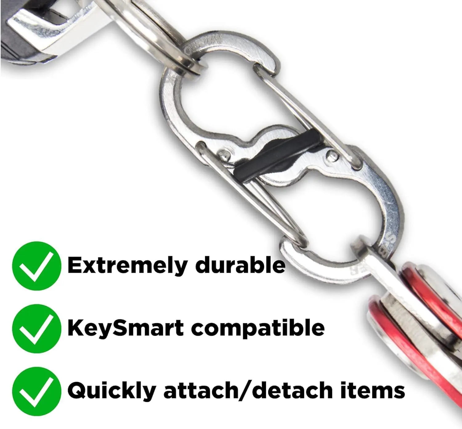 KeySmart Key Carabiners - Quick Release Dual and Mini Carabiners, Stay Organized w/Carabiner Keychains, Never Lose Your Keys