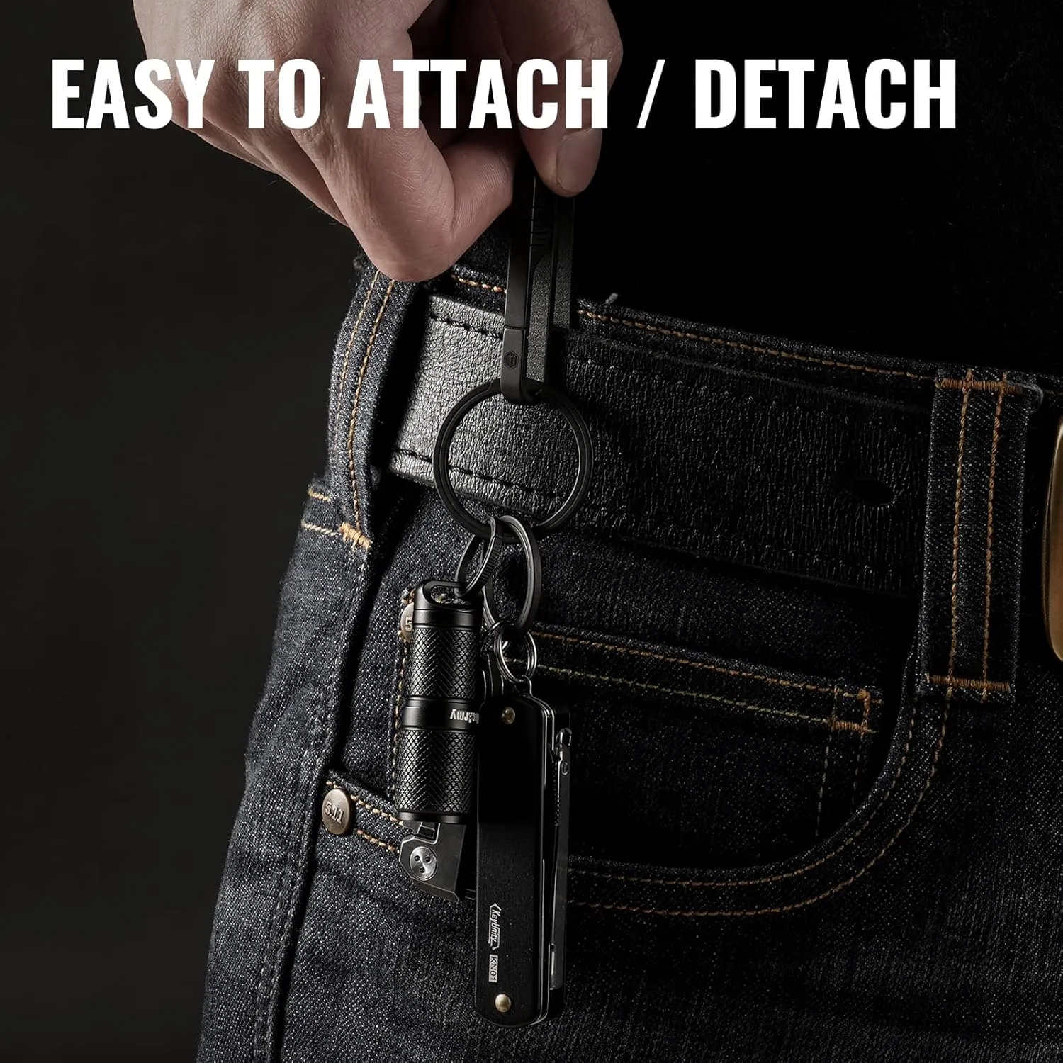KeyUnity KM03 Titanium Keychain Clip Belt Loop Key Holder with Removable Key Ring for Duty Belt