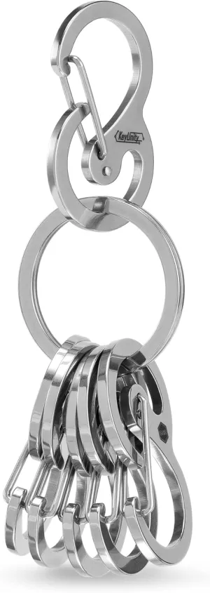 KeyUnity Stainless Steel Carabiner Mini Clips, Key Holder Organizer Keychain for Keys, Flashlight, Folding Knife & Whistles