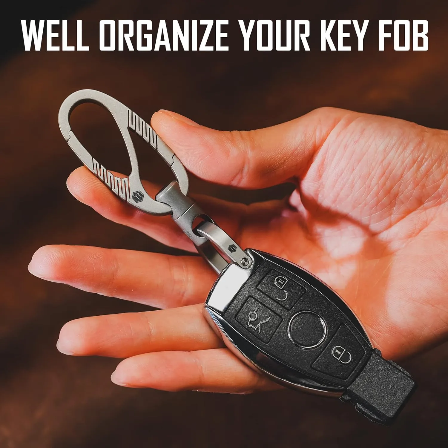 KeyUnity Titanium Carabiner Keychain Clip, Dual-Gate Quick Release EDC Key Ring Holder Organizer for Men and Women