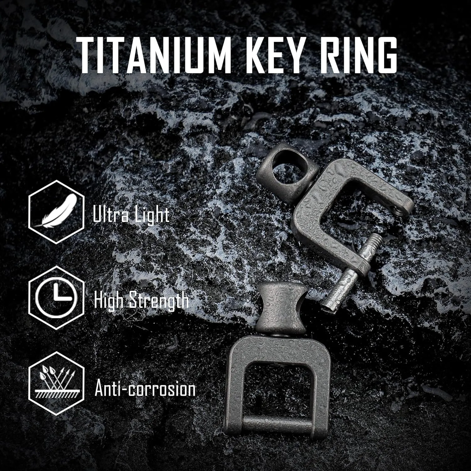 KeyUnity Titanium Side Pushing Key Ring, Quick Release Minimalist Split Keychain Ring for Carabiner, Car Keys & Home Keys
