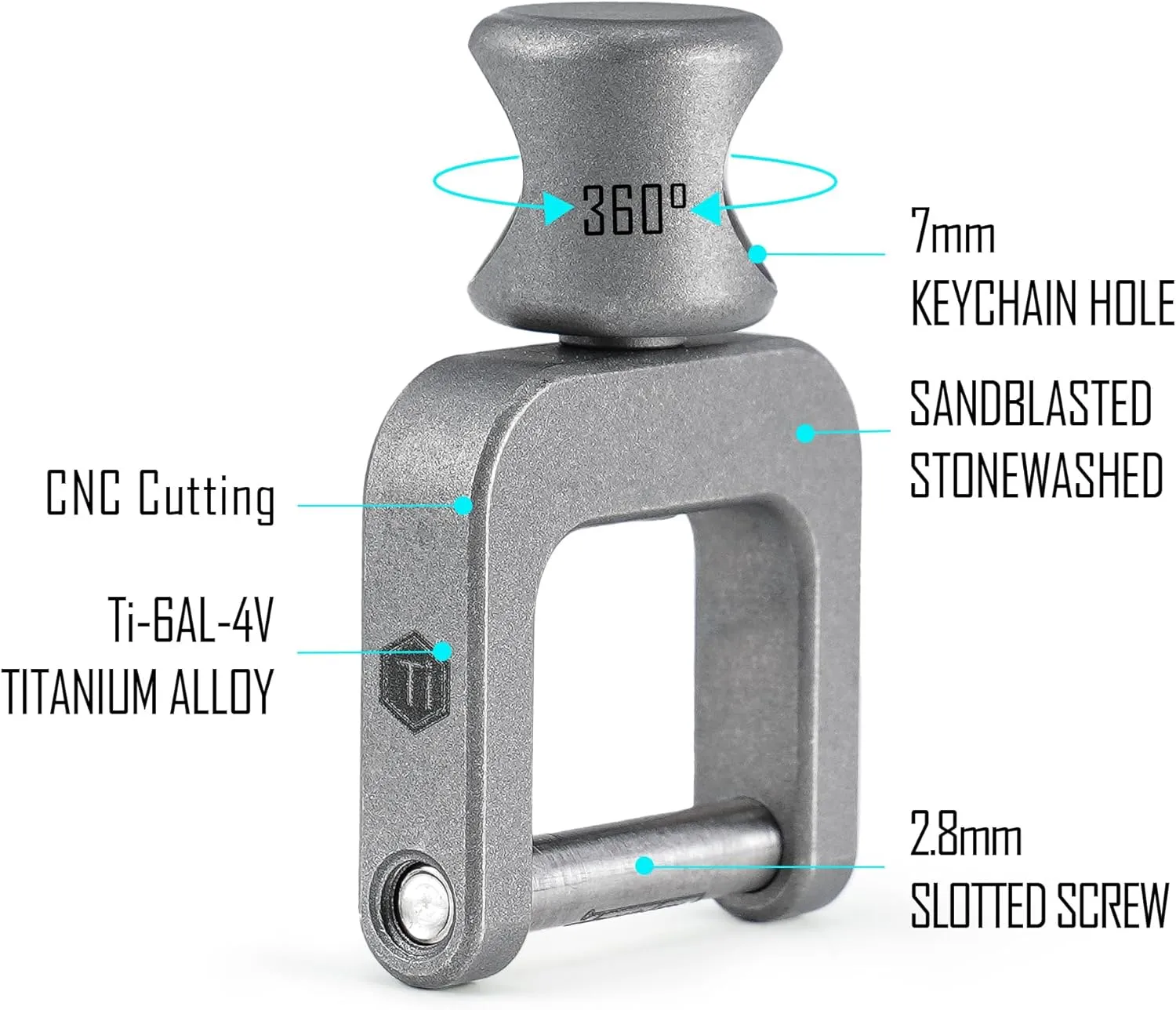 KeyUnity Titanium Side Pushing Key Ring, Quick Release Minimalist Split Keychain Ring for Carabiner, Car Keys & Home Keys