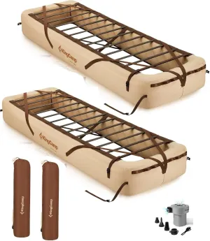 KingCamp 2 Pack Camping Mattress Air Base with Air Pump, Portable & Compact Alternatives to Camp Cot, Inflatable Bed Frame for Home Tent Storing (Air Mattress Not Included)