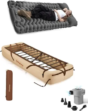 KingCamp Camping Air Mattress and Base, Portable & Compact Alternatives to Camp Cot, Inflatable Bed Frame for Home Tent Storage(Air Pump Included)